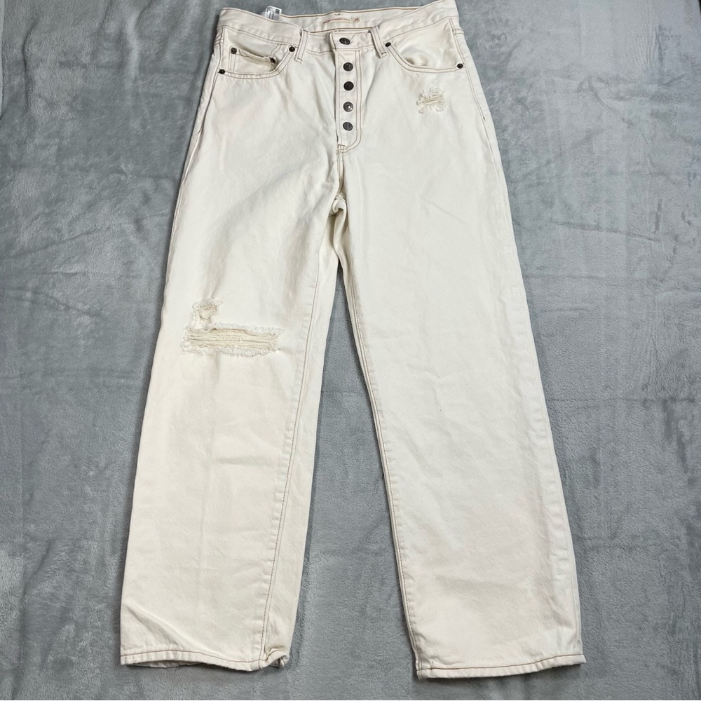 Levi’s Jeans 29 Ribcage Straight Ankle Cream Exposed Snap Fly